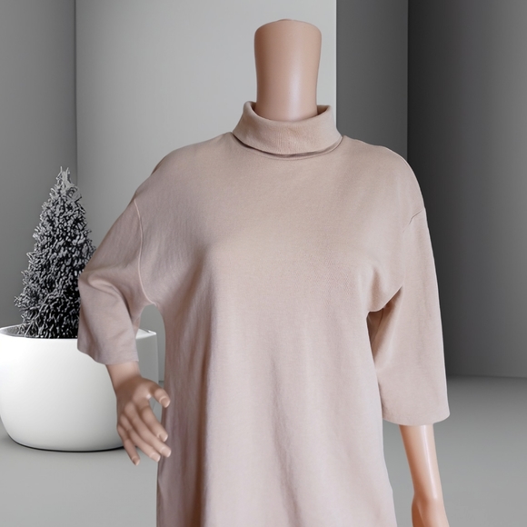 Zara Women's Oversized Turtleneck Cream Sweater Dress - Picture 6 of 16